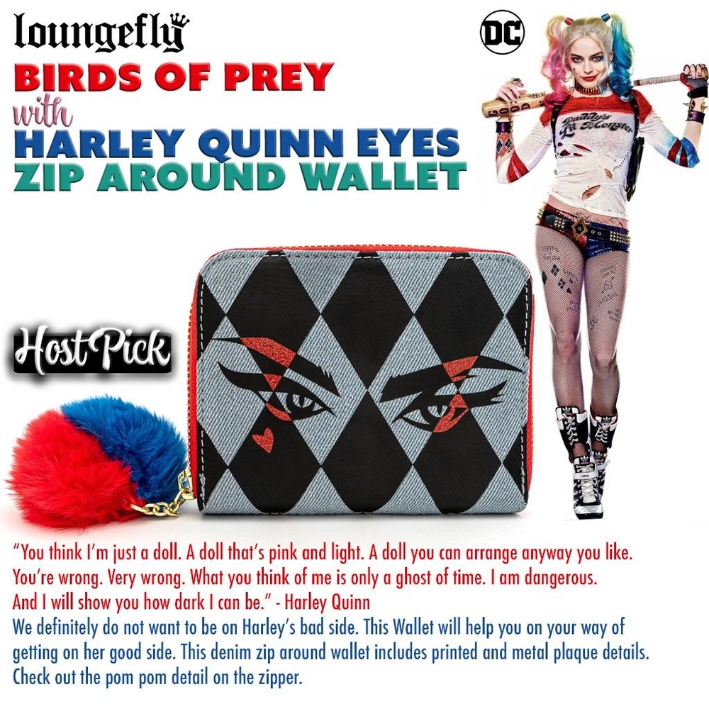 BIRDS OF PREY Harley Quinn EYES Zip Around Wallet 🎉HOST PICK🎉